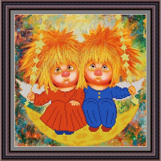 Рисунок - схема на ткани - по картине Люси  Чувиляевой "Лунные качели"