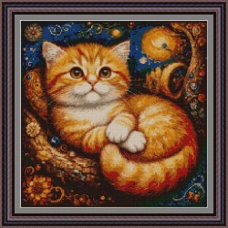 Рисунок - схема на ткани - "Сказочный кот"