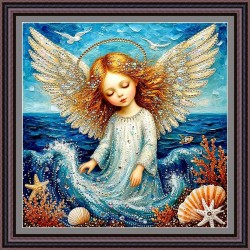 Рисунок - схема на ткани  для выкладки стразами - "Ангел моря" 