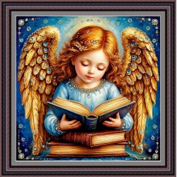 Рисунок - схема на ткани  для выкладки стразами - "Ангел удачи на экзаменах" 