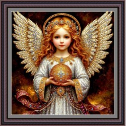 Рисунок - схема на ткани  для выкладки стразами - "Ангел богатства" 