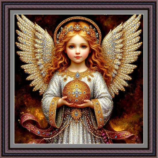 Рисунок - схема на ткани  для выкладки стразами - "Ангел богатства" 