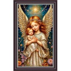 Рисунок - схема на ткани  для выкладки стразами - "Ангел хранитель" 