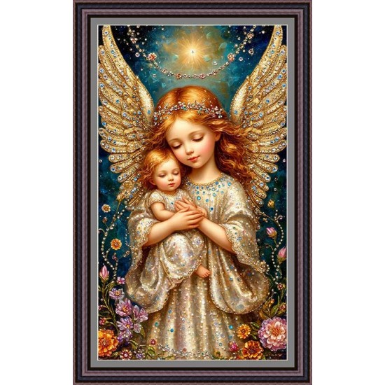 Рисунок - схема на ткани  для выкладки стразами - "Ангел хранитель" 