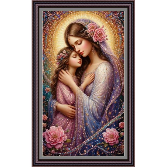 Рисунок - схема на ткани  для выкладки стразами - "Любовь матери" 