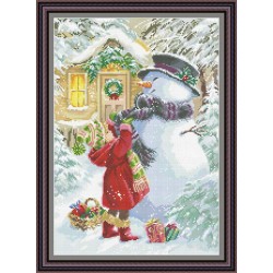 Рисунок - схема на ткани - "Девочка с подарками"