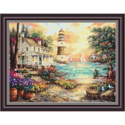 Рисунок - схема на ткани - "Коттедж у моря"