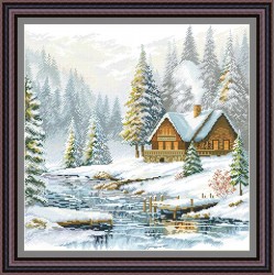 Рисунок - схема на ткани - "Морозное утро в горах"