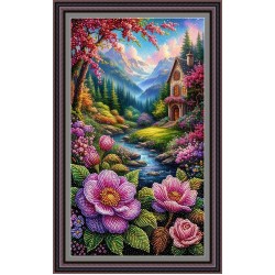 Рисунок - схема на ткани  - "Фантастический горный пейзаж" 