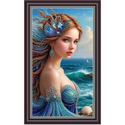 Рисунок - схема на ткани  - "Девушка и море" 