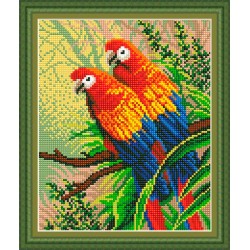 Рисунок - схема на ткани - "Пара попугаев"