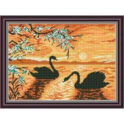 Рисунок - схема на ткани - "Лебеди"