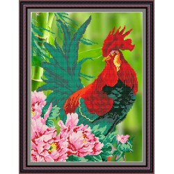 Рисунок - схема на ткани - "Огненный петух"