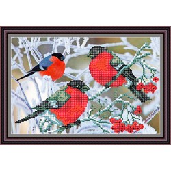 Рисунок - схема на ткани - "Снегири"
